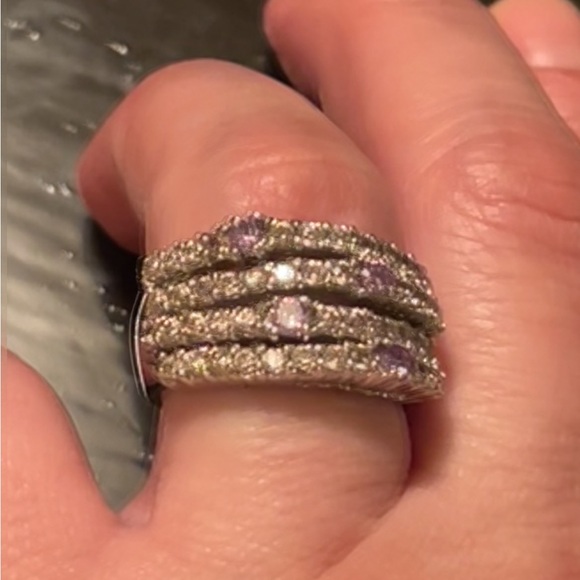 Beautiful sterling silver ring with pink n purple stones not sure if it’s real💎 - Picture 6 of 14